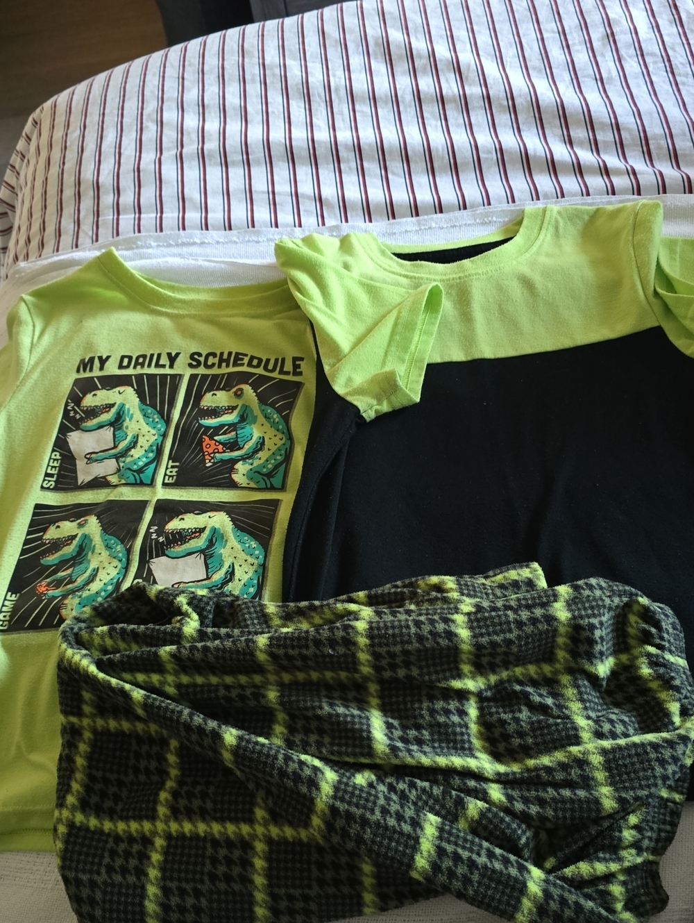 Kids Neon Green & Black Dinosaur Pajama Set